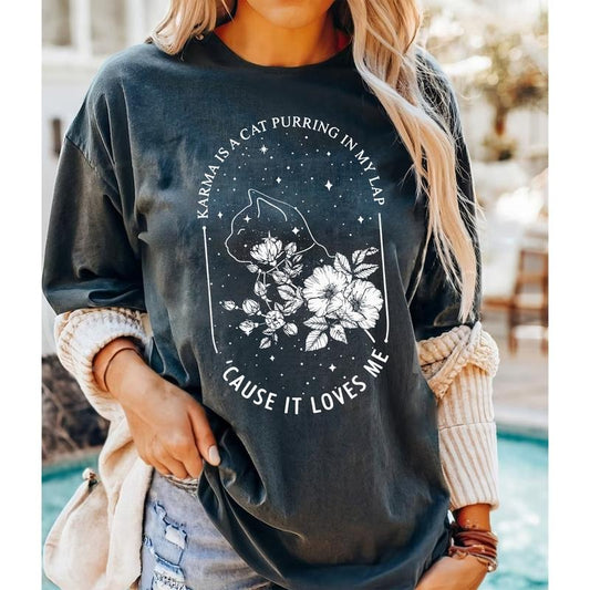 Karma Is a Cat Purring In My Lap Cause It Loves Me Shirt, Funny Cat Shirt, Karma Is A Cat Shirt, Cat Shirt, Animal Shirt,...