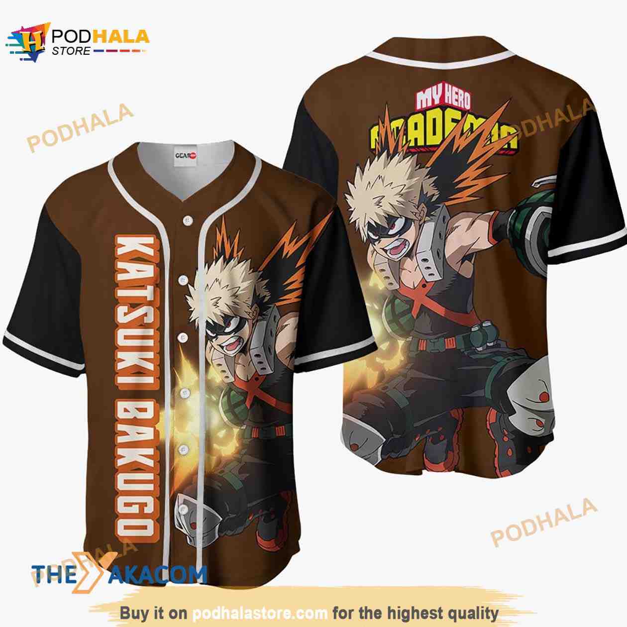 Katsuki Bakugo My Hero Academia Anime 3D Baseball Jersey Shirt
