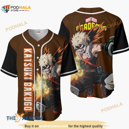 Katsuki Bakugo My Hero Academia Anime 3D Baseball Jersey Shirt