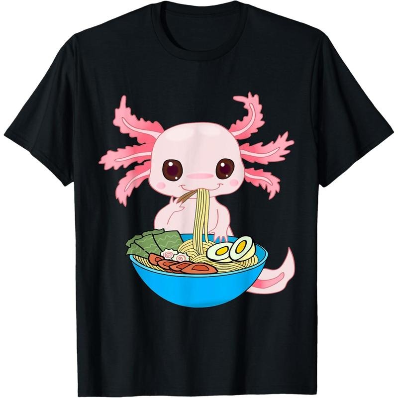 Kawaii Axolotl Eating Ramen Noodles Anime Kids Girls Teens T-Shirt made in usa Hoodie, Sweatshirt | WearSparks.com