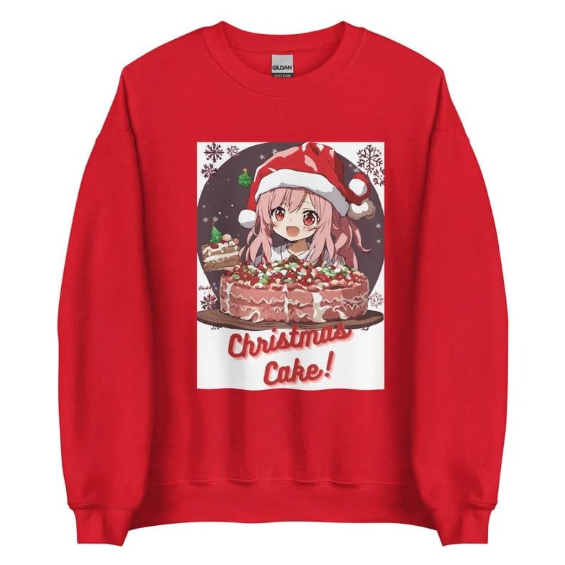 Kawaii Christmas Cake Holiday Sweatshirt | Cute Anime Christmas Design | Warm, Cozy and Comfy | Gift for Anime Lovers |...