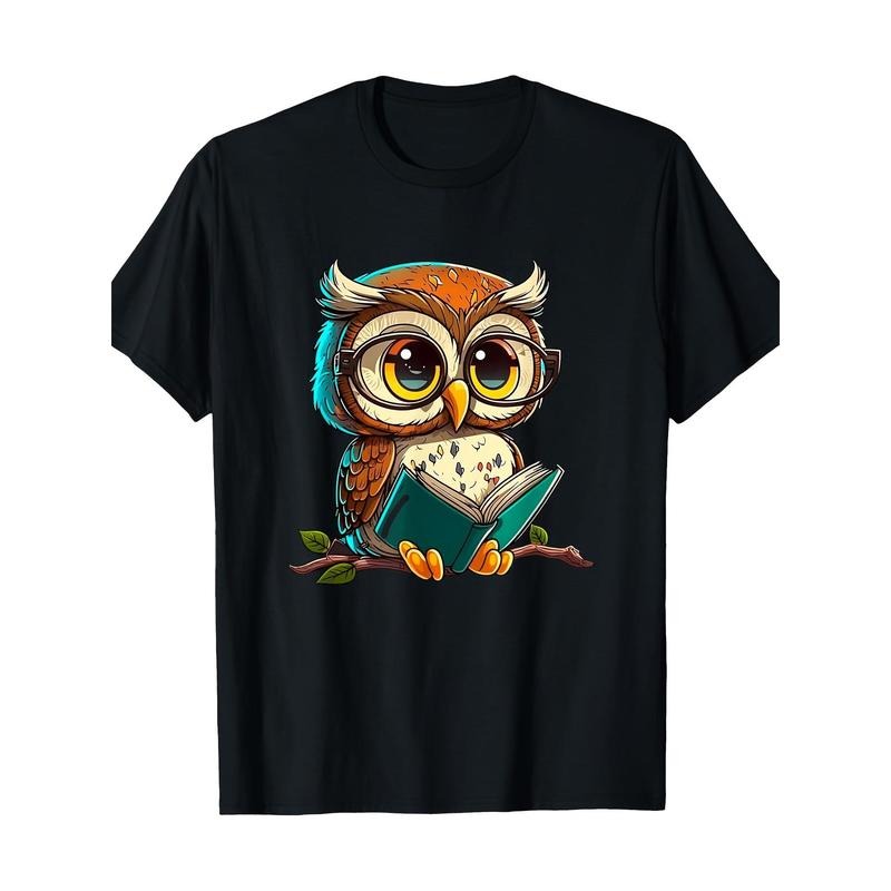 Kawaii Owl Reading - Reading Bookworm Library Book T-shirt, Men's T-shirt Made in USA Hoodie, Sweatshirt | WearSparks.com