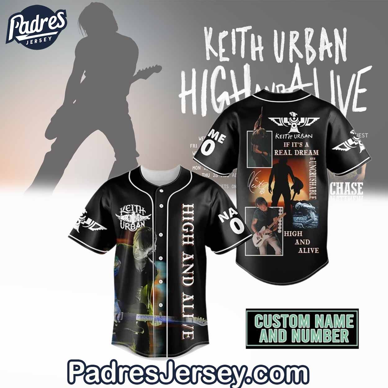 Keith Urban Baseball Jersey Outfit - High And Alive World Tours - Padres Jersey Oasis: Elevate Your Baseball... (Image 1)