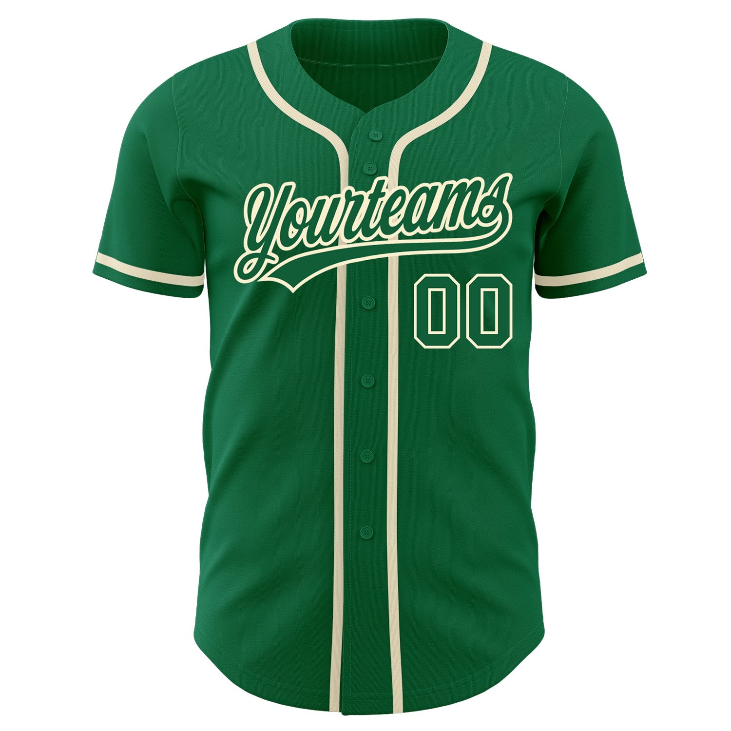 Custom Kelly Green Kelly Green-Cream Authentic Baseball Jersey