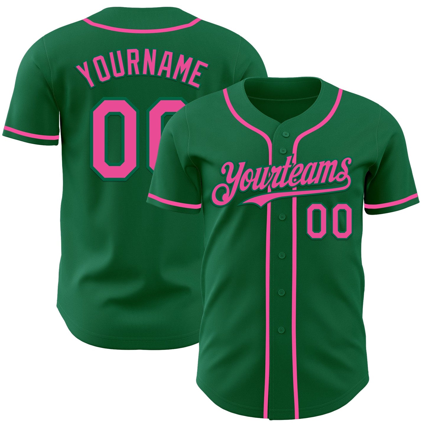 Custom Kelly Green Pink Authentic Baseball Jersey T-Shirts, Hoodie, Sweatshirt | WearSparks.com (Image 1)