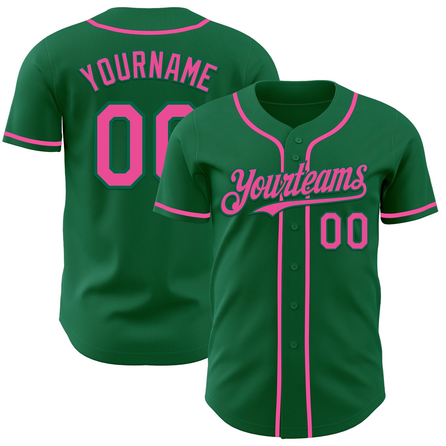 Custom Kelly Green Pink Authentic Baseball Jersey T-Shirts, Hoodie, Sweatshirt | WearSparks.com (Image 1)