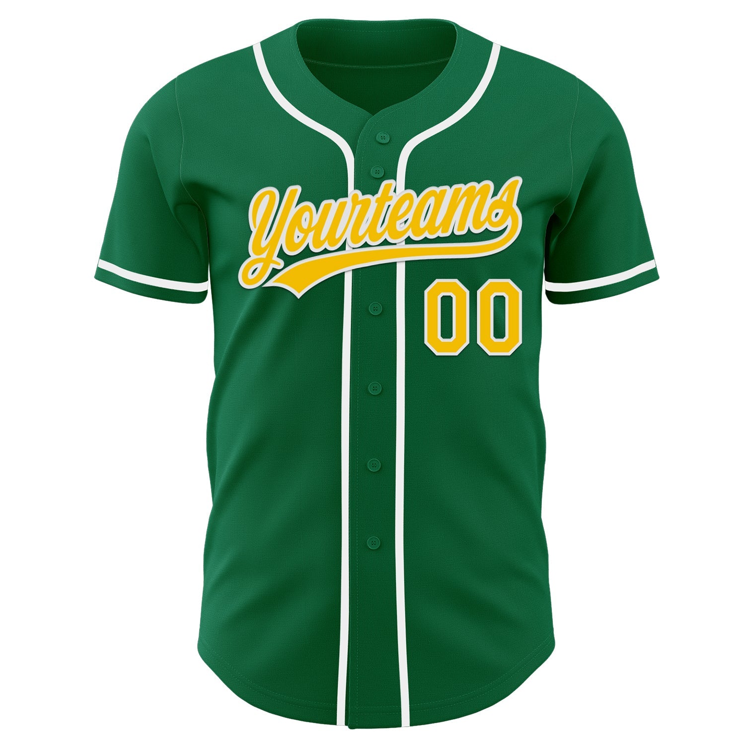 Custom Kelly Green Yellow-White Authentic Baseball Jersey