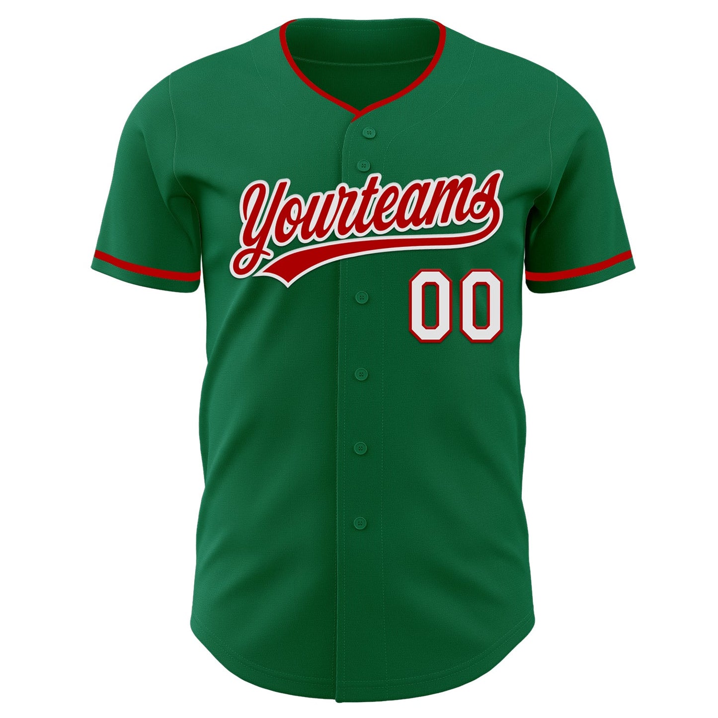 Custom Kelly Green Red-White Authentic Baseball Jersey