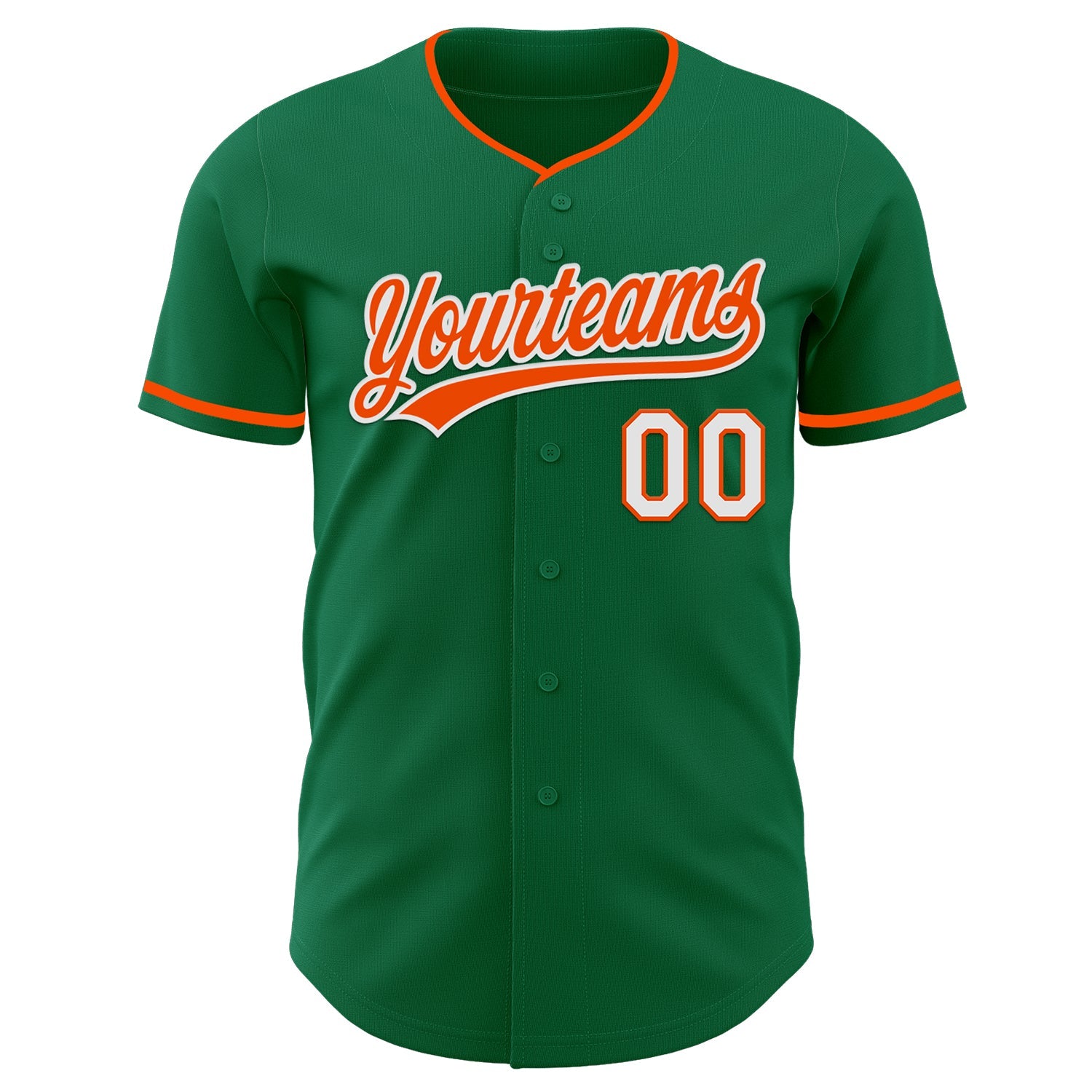 Custom Kelly Green Orange-White Authentic Baseball Jersey