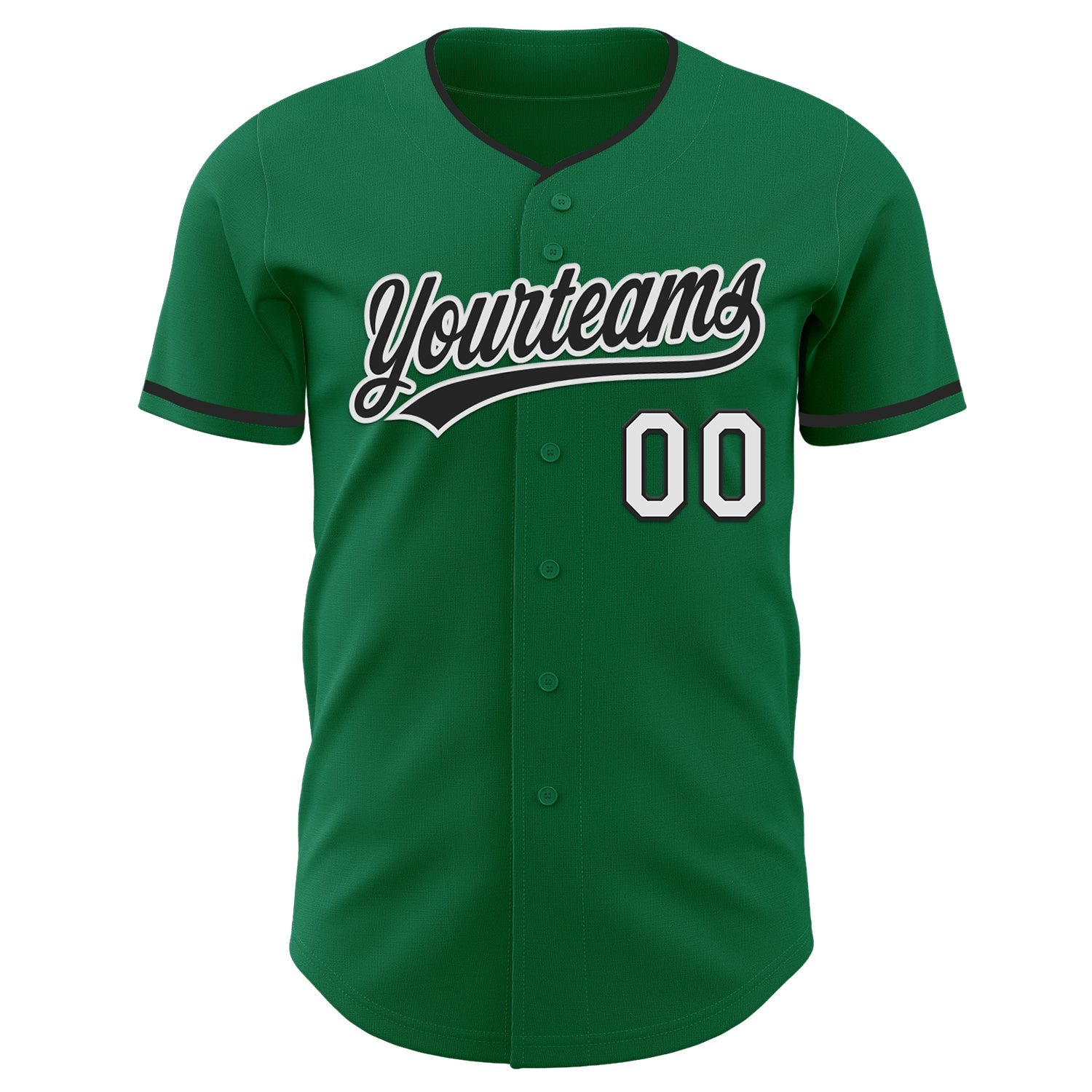 Custom Kelly Green Black-White Authentic Baseball Jersey
