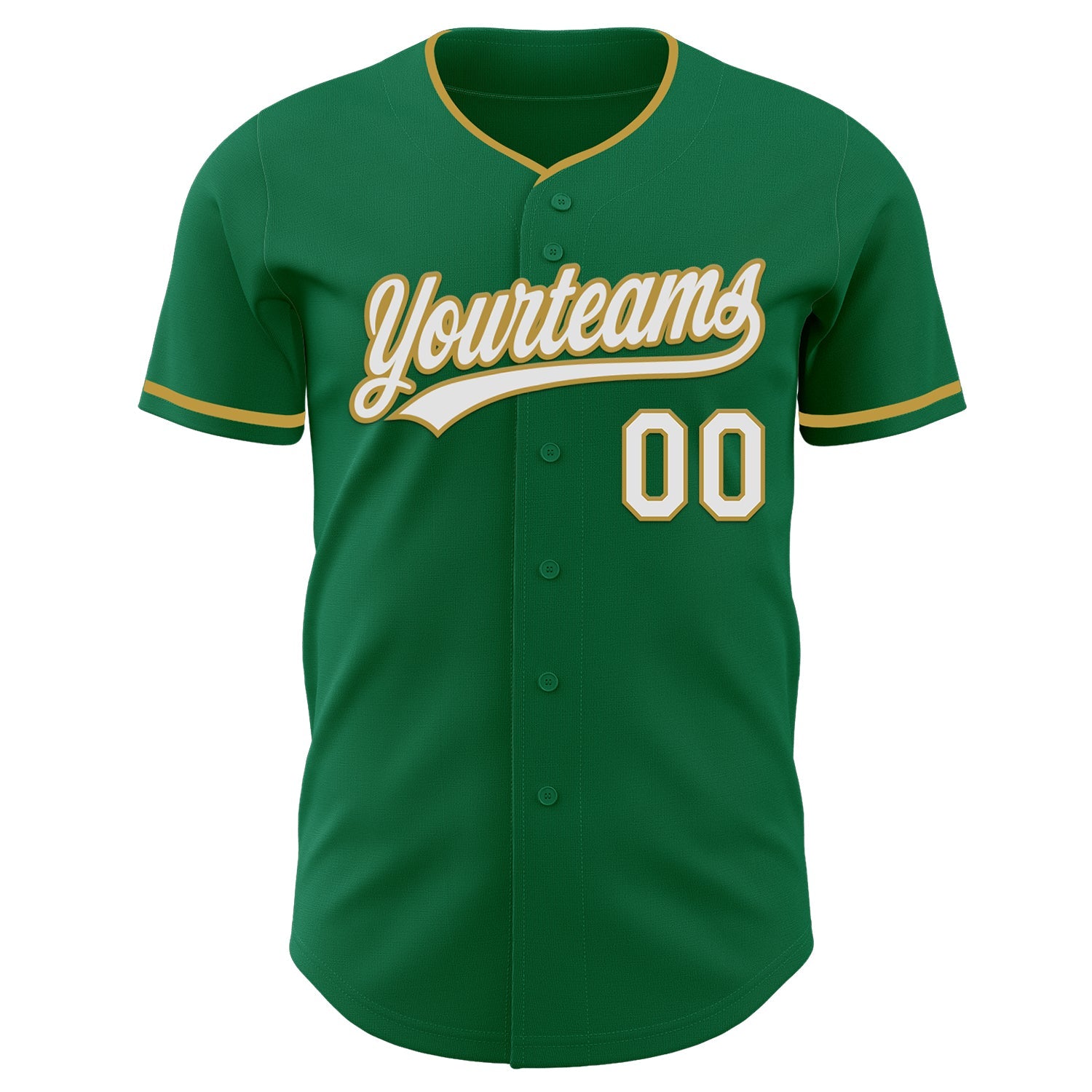 Custom Kelly Green White-Old Gold Authentic Baseball Jersey