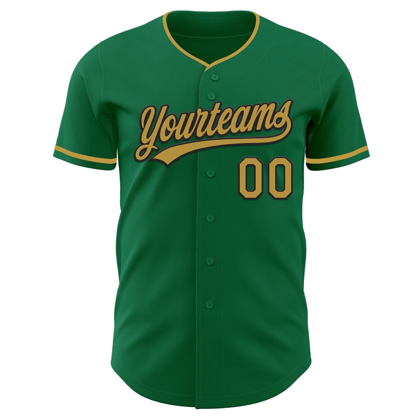 Custom Kelly Green Old Gold-Black Authentic Baseball Jersey