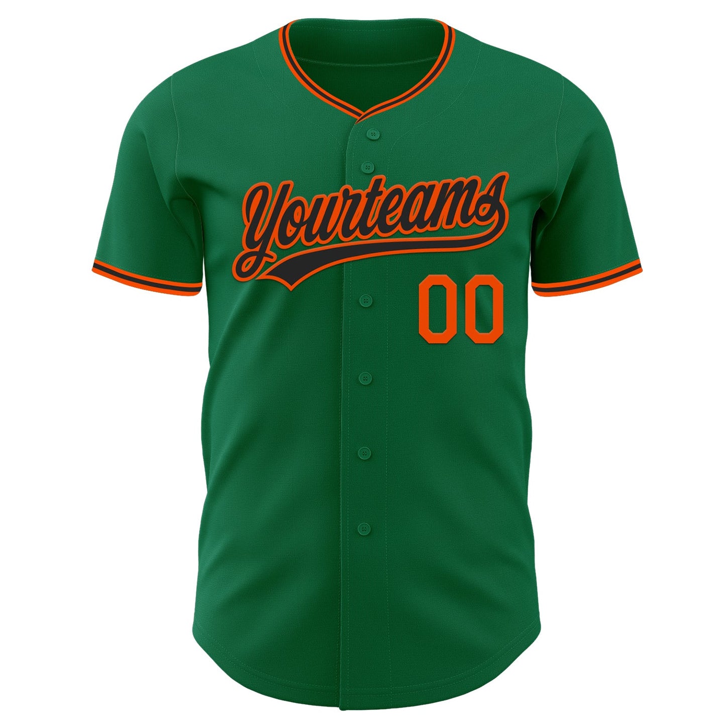 Custom Kelly Green Black-Orange Authentic Baseball Jersey