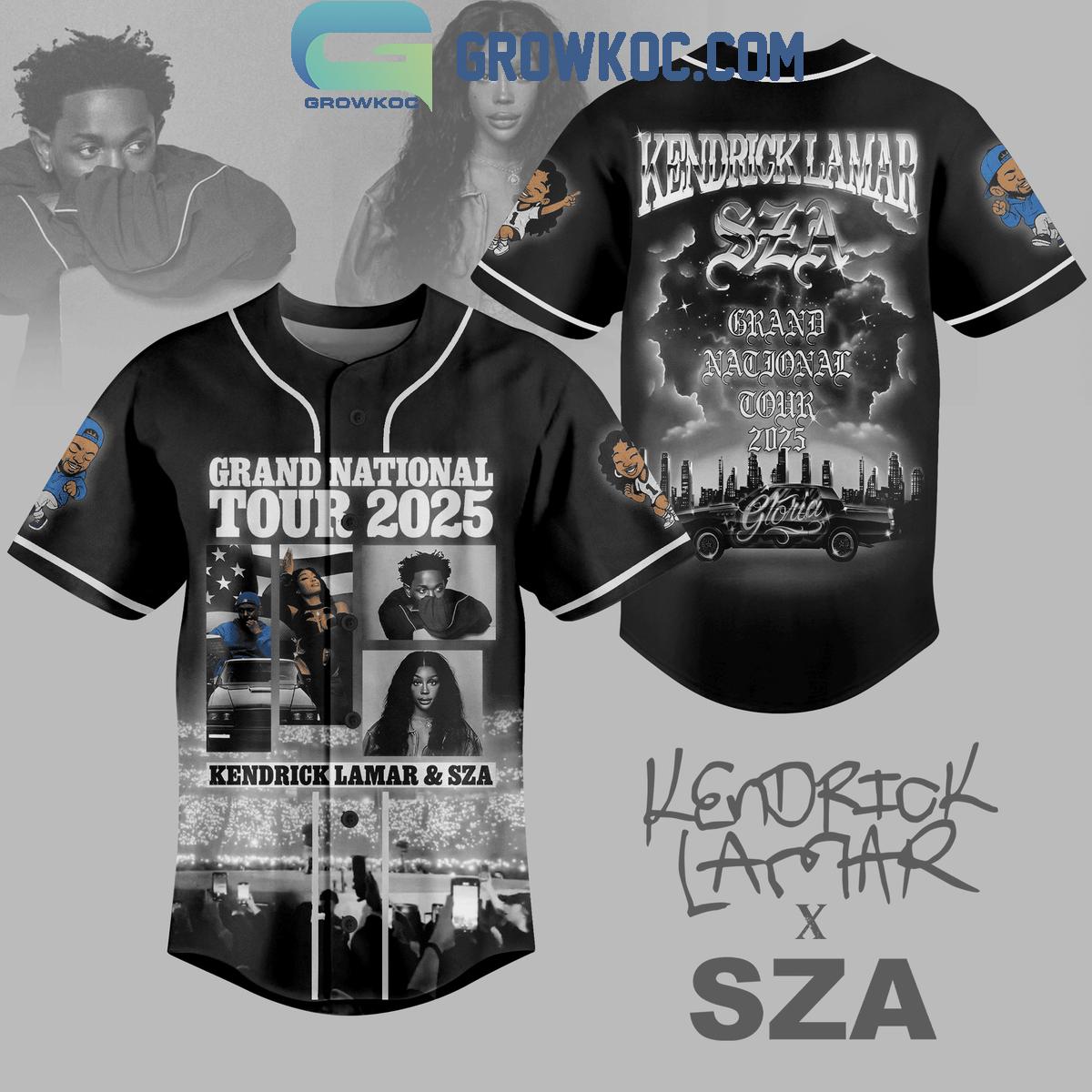 Kendrick Lamar And Sza Grand National Tour 2025 Baseball Jersey