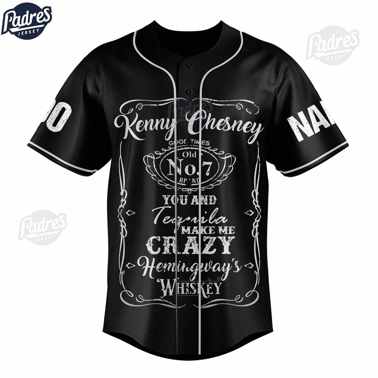 Kenny Chesney Custom Black Baseball Jersey - Padres Jersey Oasis: Elevate Your Baseball Style Game T-Shirts,... (Image 3)
