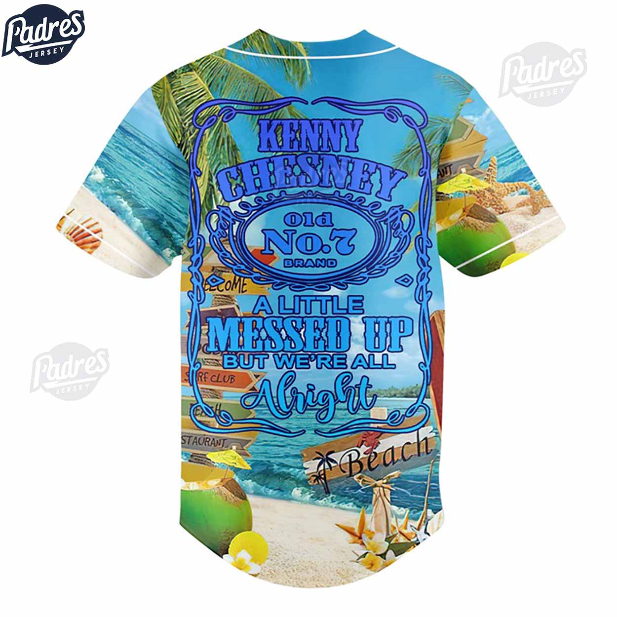 Kenny Chesney No Shoes Nation Summer Custom Baseball Jersey - Padres Jersey Oasis: Elevate Your Baseball Style... (Image 2)