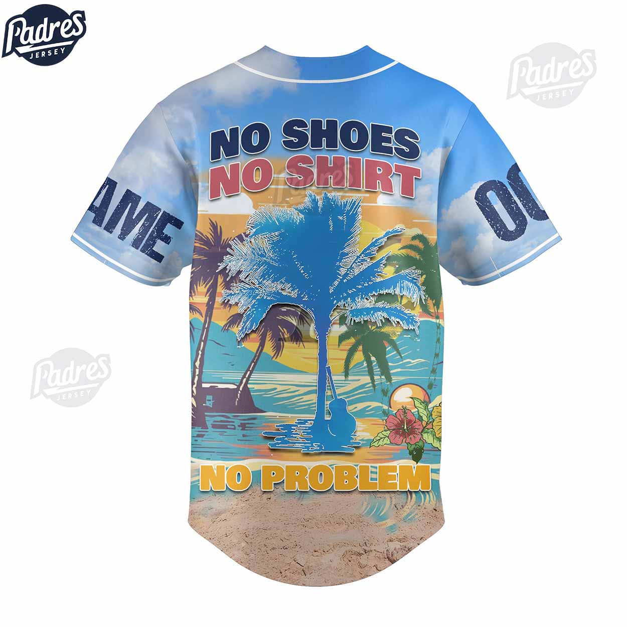 Kenny Chesney No Shoes Shirt No Problem Summer Beach Custom Baseball Jersey (Image 3)