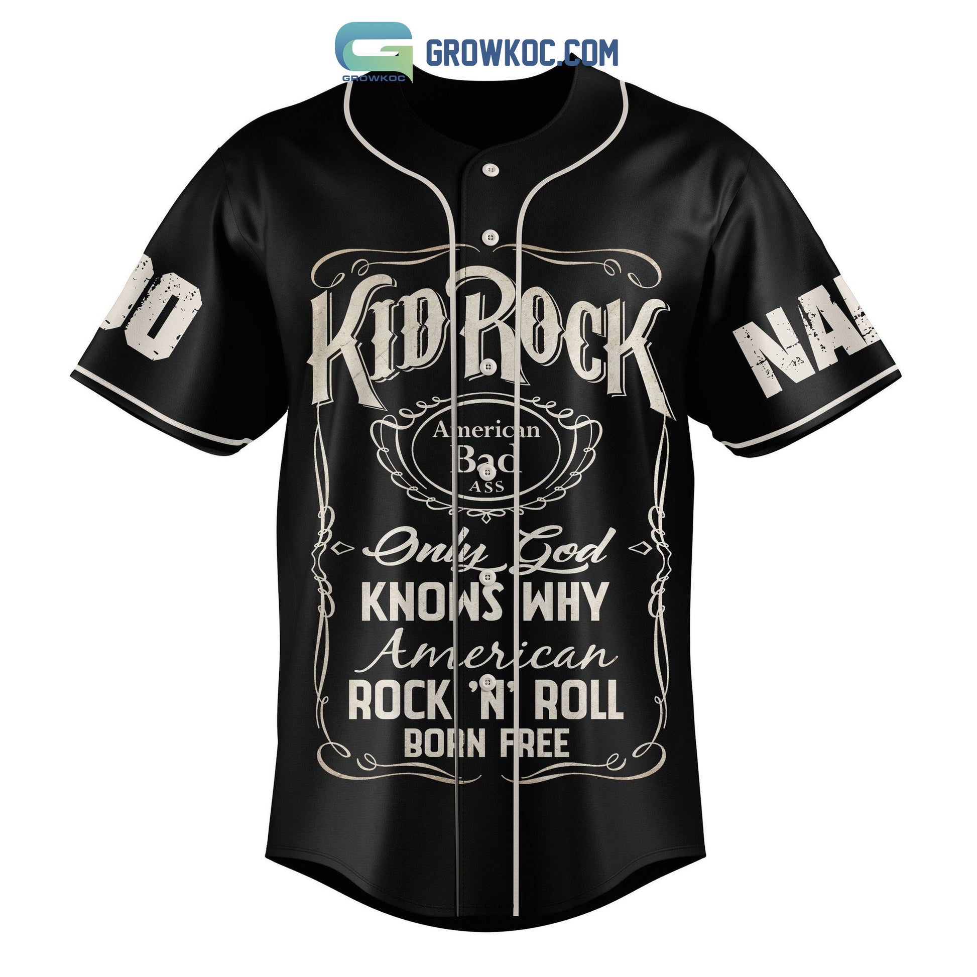 Kid Rock American Rock N Roll Born Free Personalized Baseball Jersey