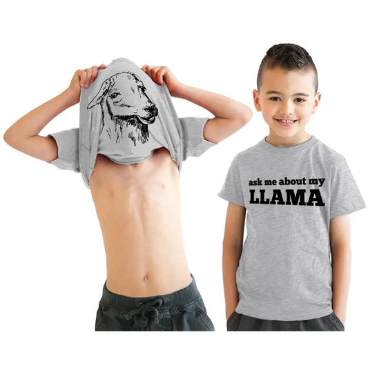 Kids' Ask Me About My Llama T Shirt Funny Youth Llama Flip Shirt Llamas Tee Funny T Shirts Animal Tops for Kids Funny...