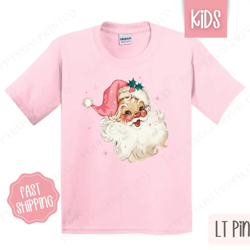 Kids Christmas Shirt - Retro Santa Children's Tshirt - Youth Holiday Tee Gildan Hoodie, Sweatshirt | WearSparks.com