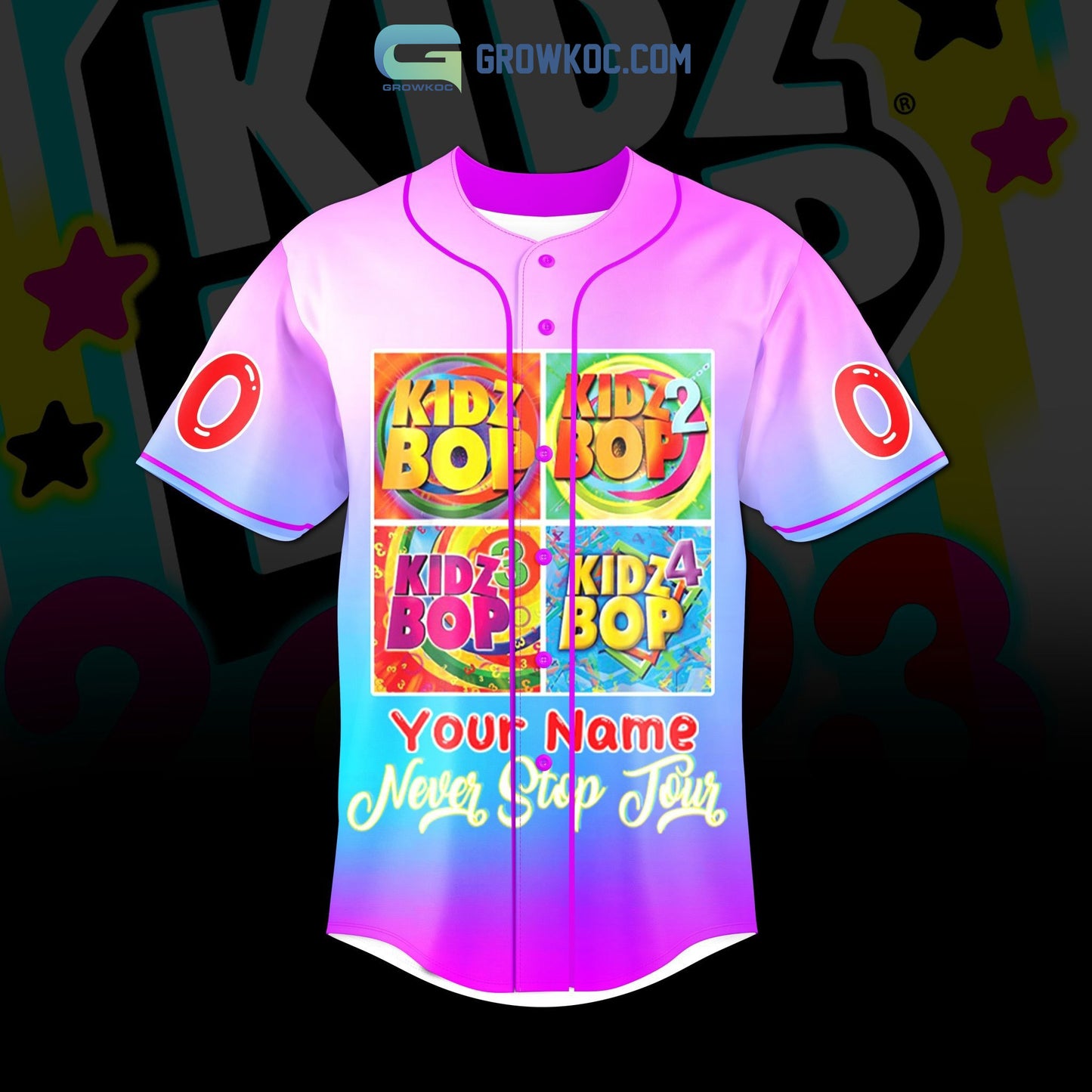 Kidz Bop Never Stop 2023 Personalized Baseball Jersey