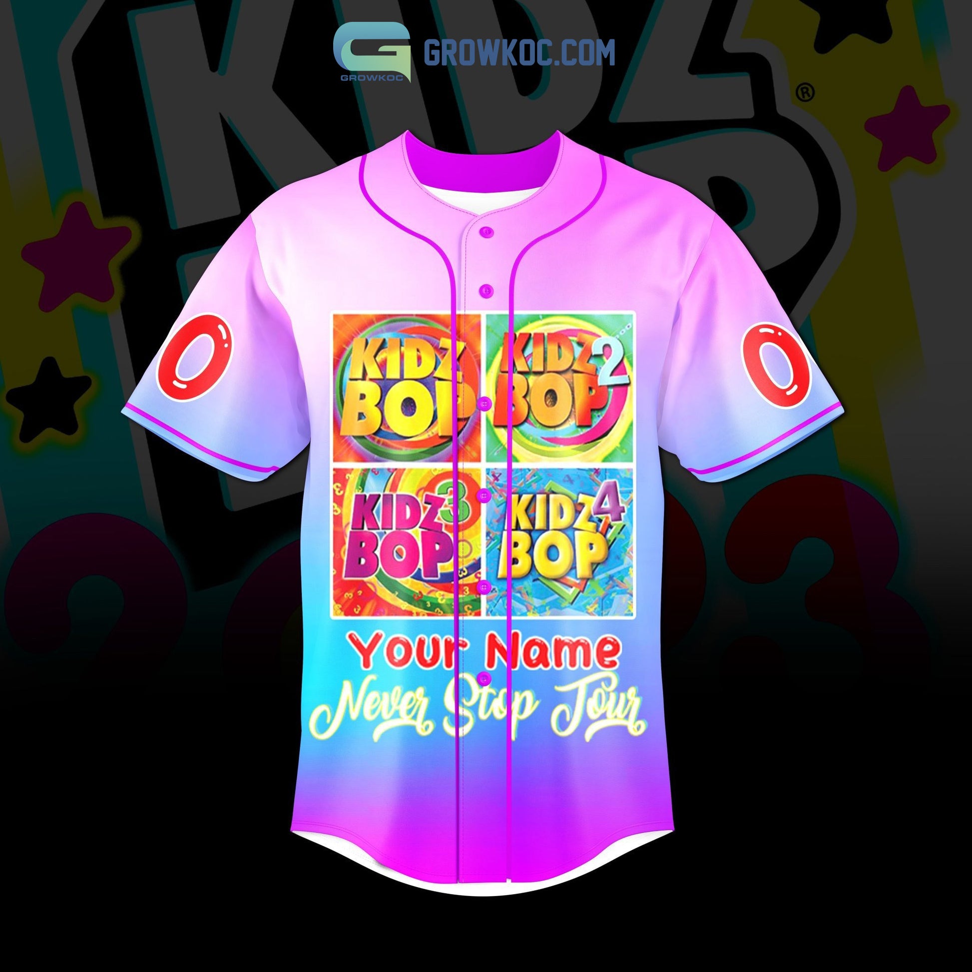 Kidz Bop Never Stop 2023 Personalized Baseball Jersey