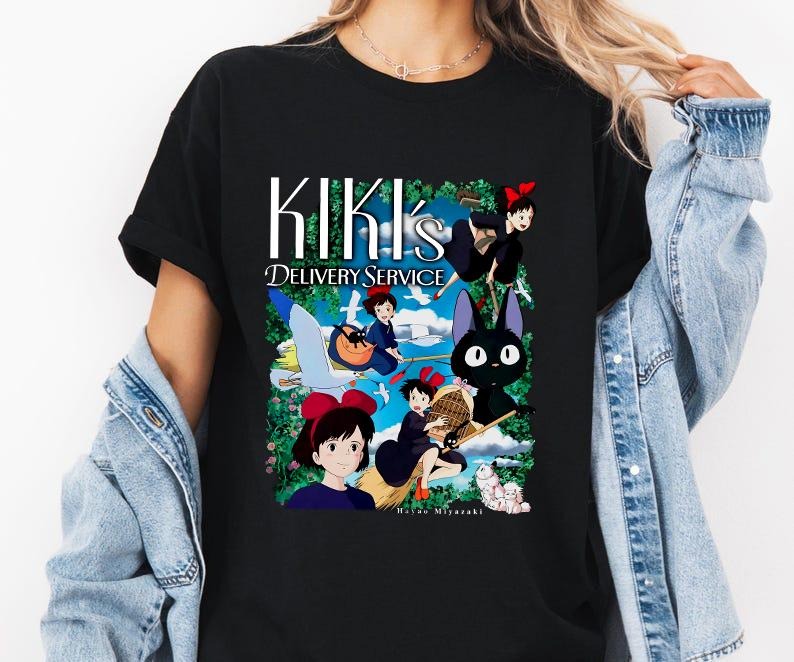 Kiki's Delivery Service Tshirt, Jiji and Kiki Shirt, Studio Ghibli Sweatshirt, Hayao Miyazaki, Anime Fan Hoodie
