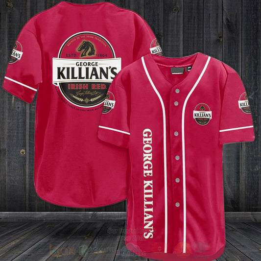 FASHION Killians Irish Red Baseball Jerseys Botton Shirt