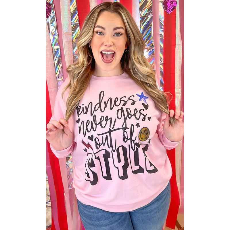 Kindness Never Goes Out of Style Sequin Graphic Sweatshirt T-Shirts, Hoodie | WearSparks.com
