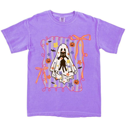 Kitty & Ghost Hugs Halloween Shirt ~ Unisex Apparel Relaxed Fit Printed In The USA Clothing Womenswear Casual Comfort...