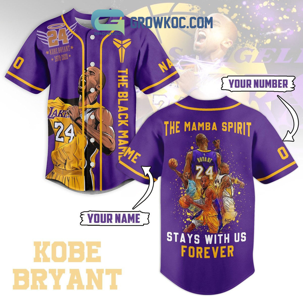 Kobe Bryant The Black Mamba Personalized Baseball Jersey