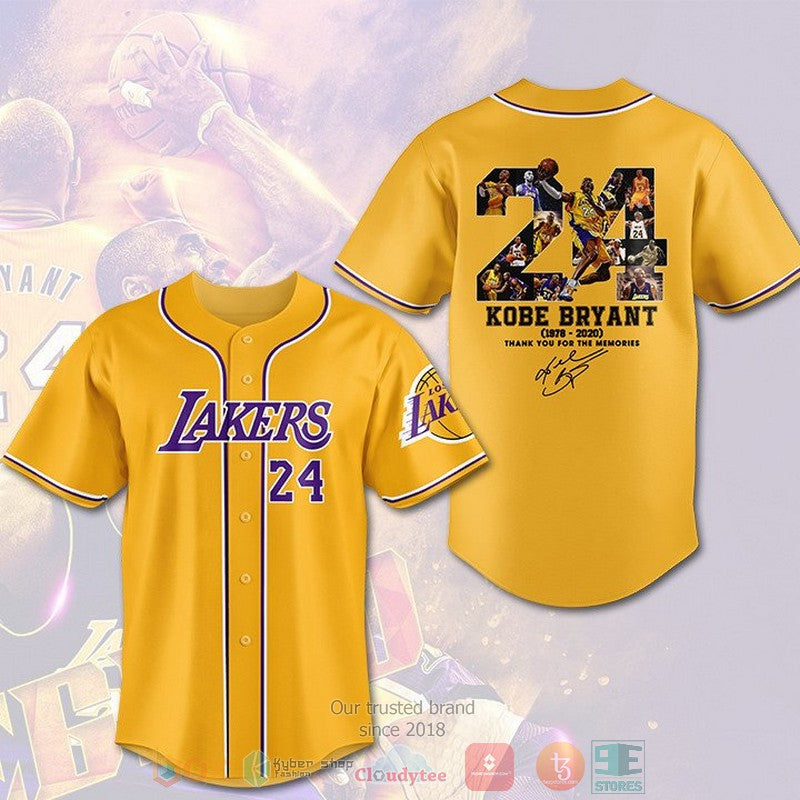 Kobe Bryant 24 Los Angeles Lakers Thank you for the memories Baseball shirt