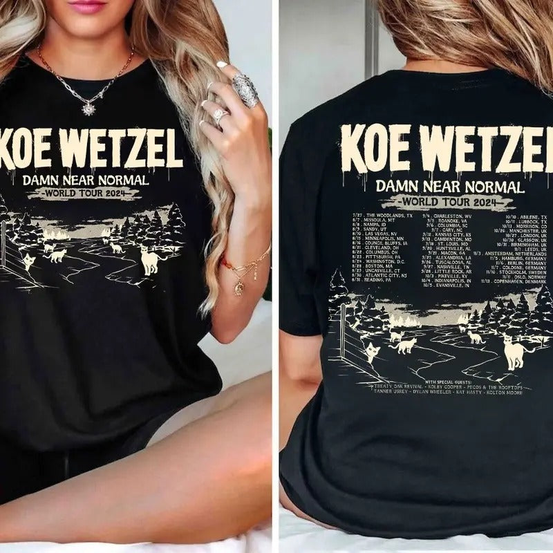 Koe Music 2024 2 Sides Shirt, Tour Date Wet.zel Fan Gift, Wetzel tour 2024 shirt, Wetzel country music shirt, Gift for...