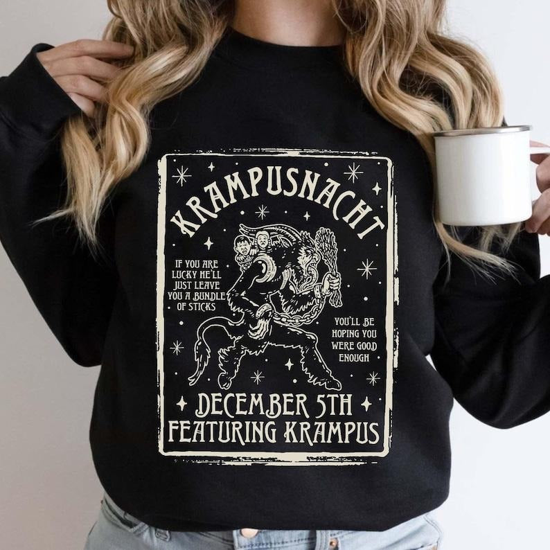 Krampusnacht December 5th German Christmas Sweatshirt, Krampus Horror Christmas Shirt, Festive Creepmas Aesthetic Shirt,...