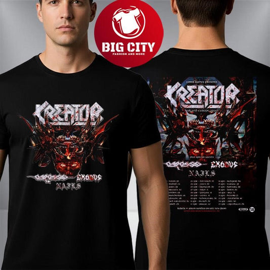 Kreator Band Krushers Of The World UK and Europe Tour 2026 Two Sided Shirt