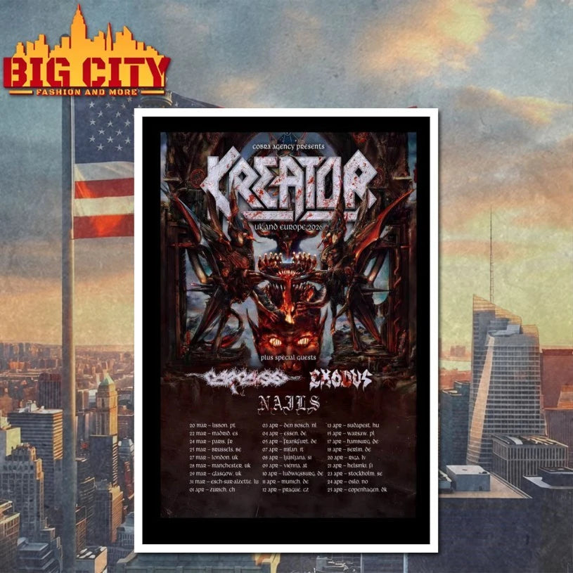 Kreator UK And EU 2026 Tour Poster shirt
