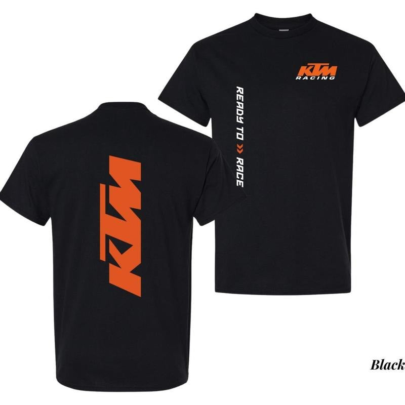 Ktm Racing T-shirt Bold Vertical Logo Graphic Tee Ready To Race Moto-inspired Shirt For Men Black Biker Style Gift For...
