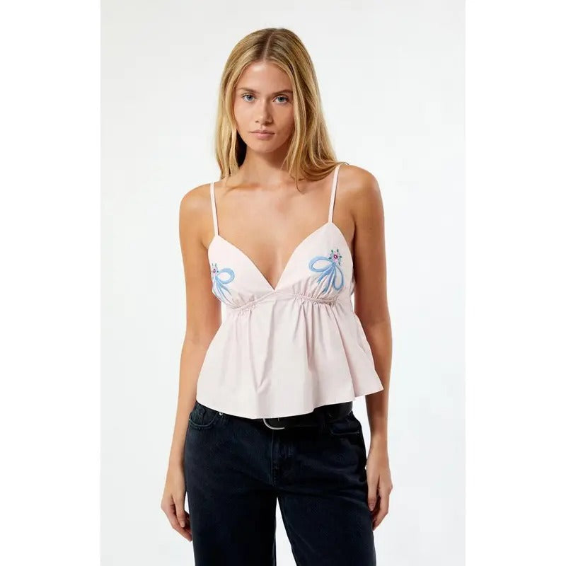 LA Hearts Women's Embroidered V-Neck Babydoll Top T-Shirts, Hoodie, Sweatshirt | WearSparks.com