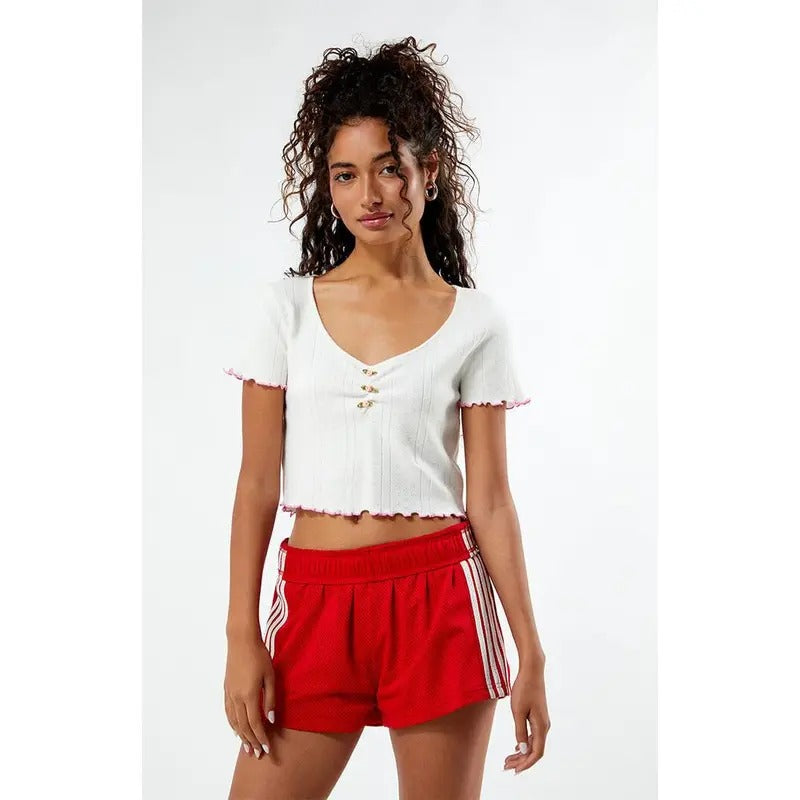 LA Hearts Women's Pointelle Rose Short Sleeve Sweater T-Shirts, Hoodie, Sweatshirt | WearSparks.com