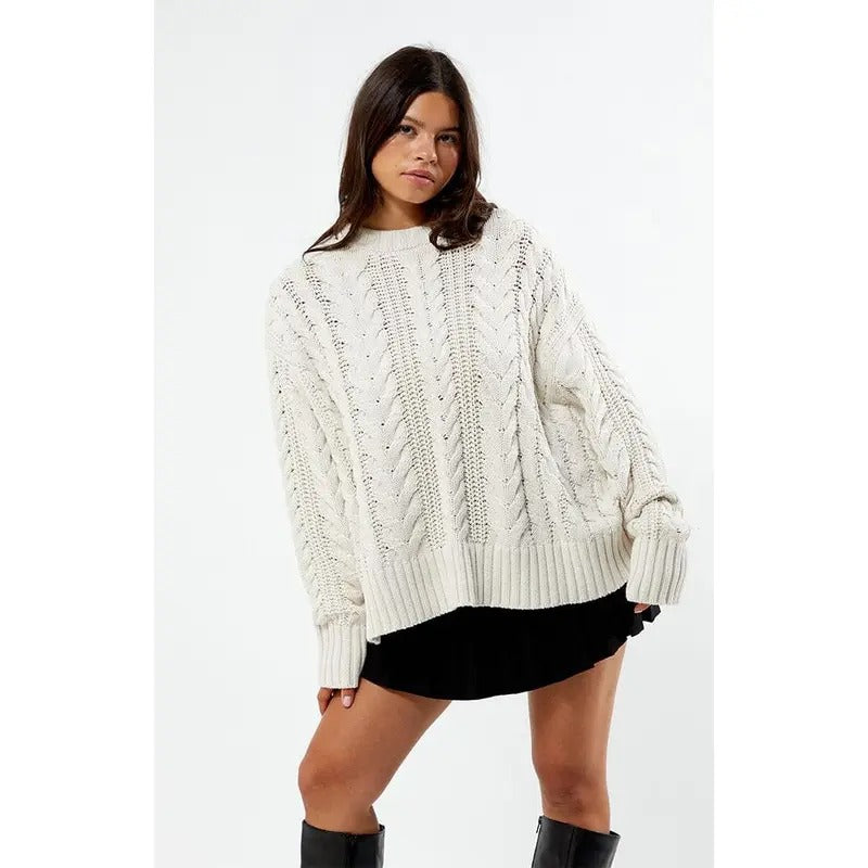 LA Hearts Women's Rory Cable Knit Sweater T-Shirts, Hoodie, Sweatshirt | WearSparks.com