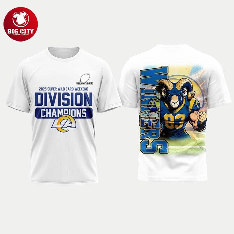 LA Rams 2025 Super Wild Card Weekend Division Champions Two Sided Shirt