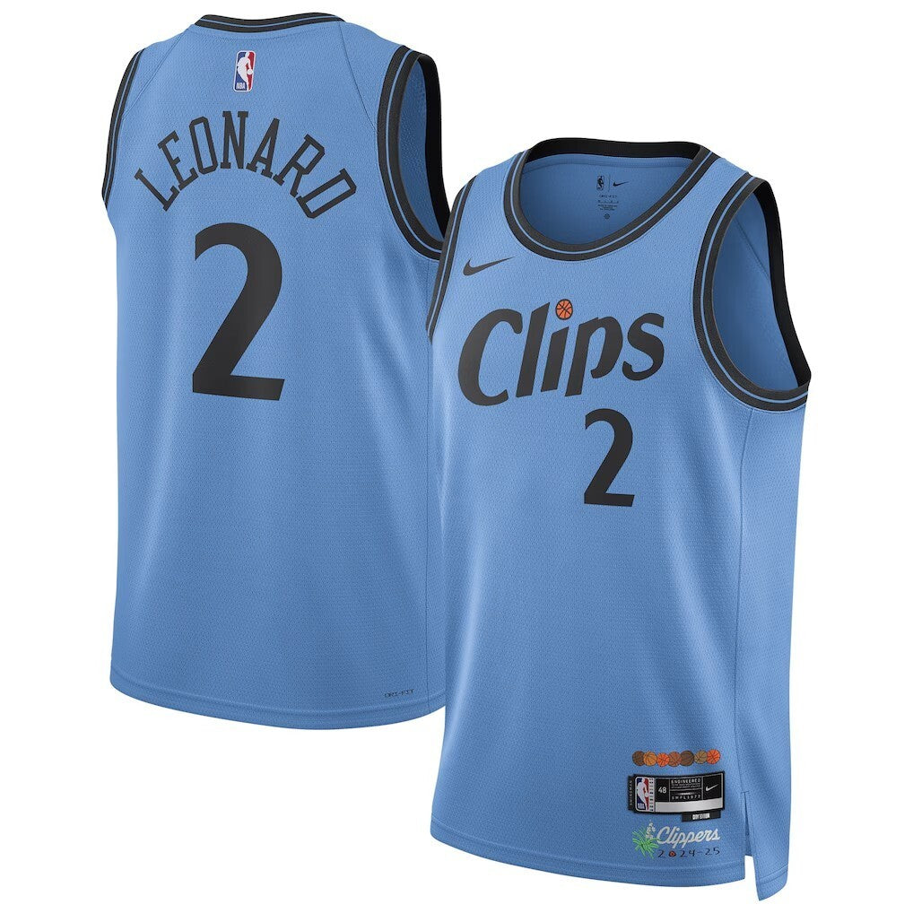 LA Clippers #2 Kawhi Leonard Unisex 202425 Swingman Player Jersey - City Edition - Light Blue