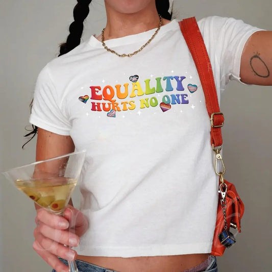 LGBT Pride Month Y2K Baby Tee, Equality Hurts No One Trendy , Human Rights Equality Shirt, Gay Pride Aesthetic Clothing...