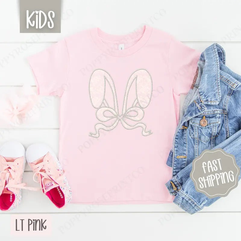 Lace Bunny Ears Kids Shirt - Easter Children's Tshirt - Cute Youth Tee Gildan Hoodie, Sweatshirt | WearSparks.com