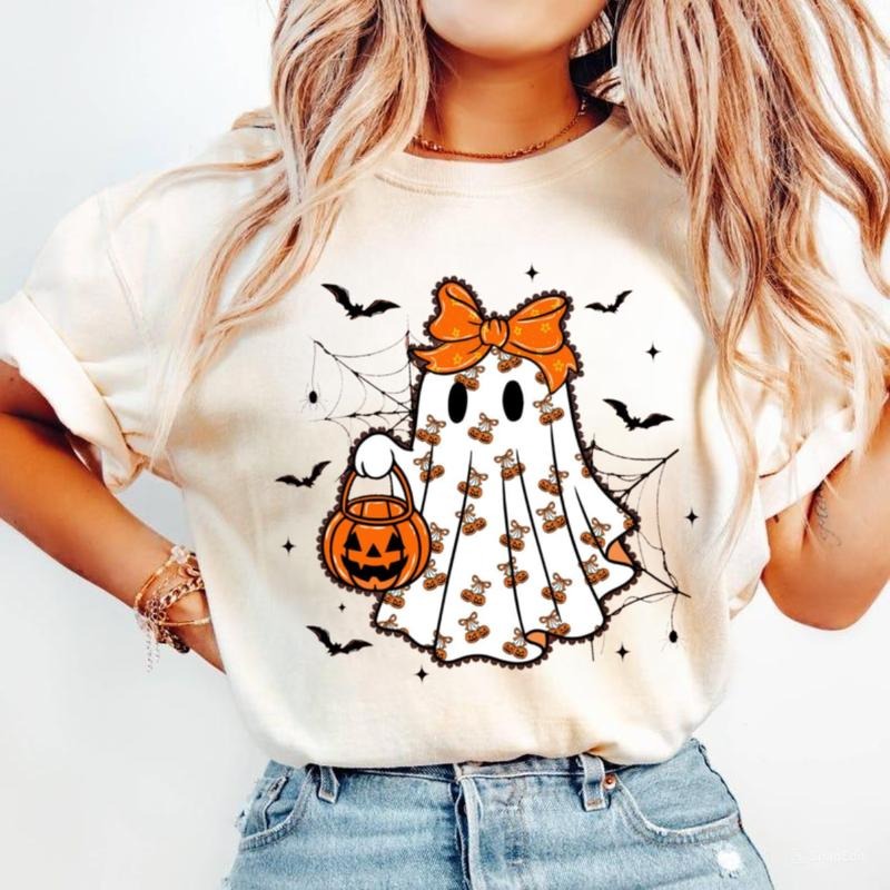 Lace Ghost Coquette Shirt, Ghost Halloween Sweatshirt, Girly Ghost, Spooky Season, Halloween Shirt , For Men, For Women...