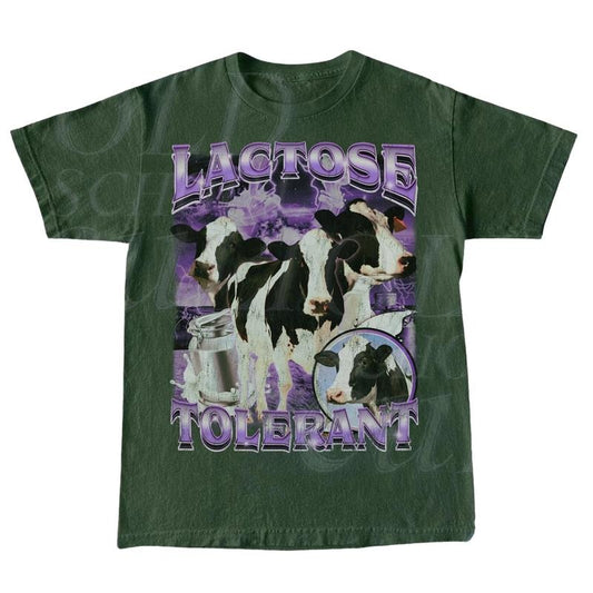 Lactose Tolerant Vintage Bootleg T-Shirt, Retro Milk 90s Funny Graphic Shirt, Funny Shirts For Friends, Y2k Unisex Baggy...