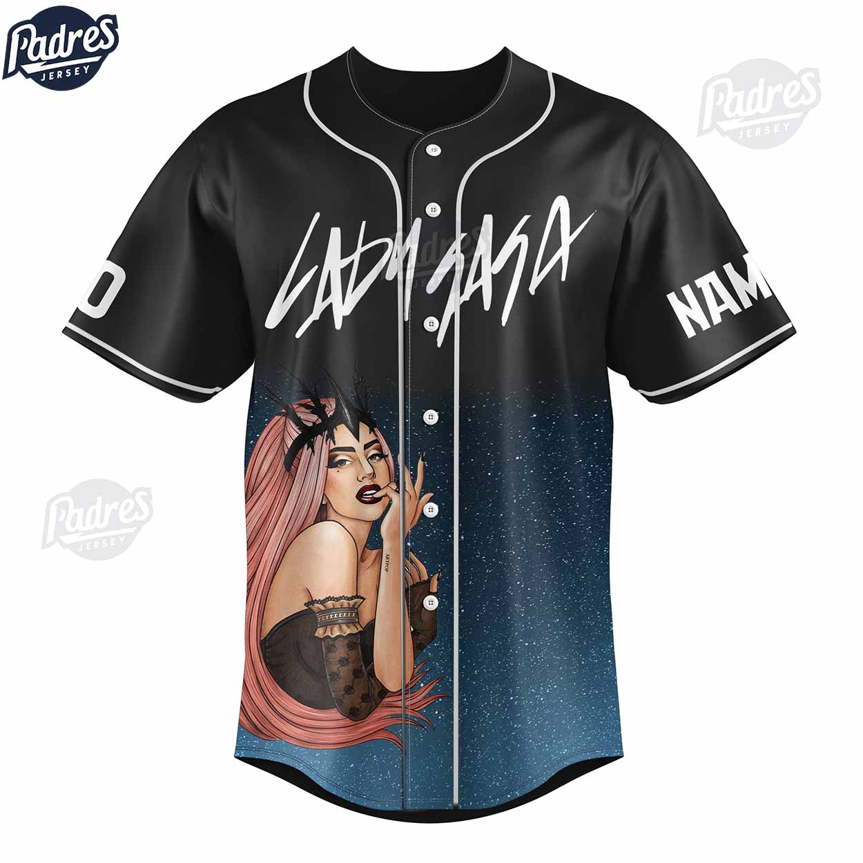 Lady Gaga Custom Baseball Jersey Style - Padres Jersey Oasis: Elevate Your Baseball Style Game T-Shirts,... (Image 2)