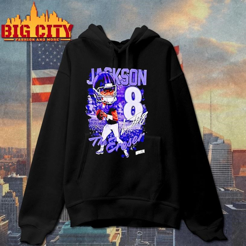 Lamar Jackson The Eraser Number 8 Signature Caricature Shirt