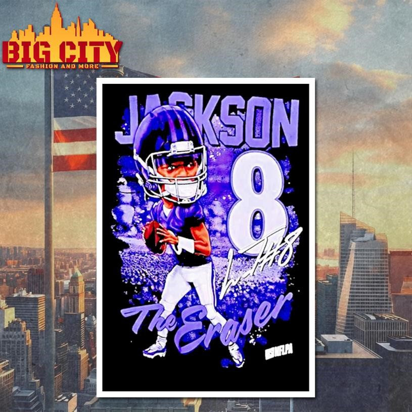 Lamar Jackson The Eraser Number 8 Signature Caricature Shirt