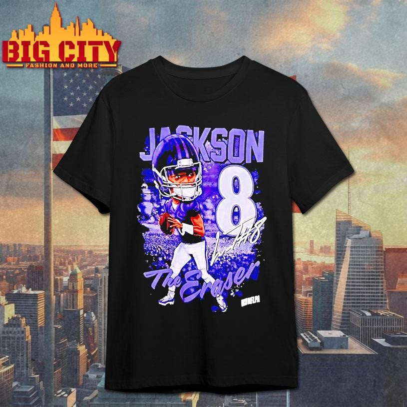 Lamar Jackson The Eraser Number 8 Signature Caricature Shirt